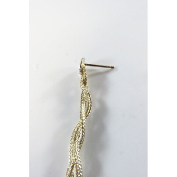Vintage Woven Sterling Silver Link Chain Earrings 925 Italy 1 1/2" Drop - Picture 6 of 9